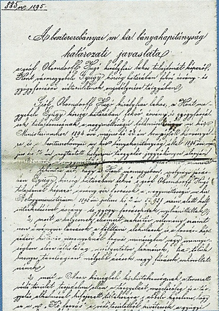 Žiadosť Huga Oberndorffa o využívanie vodných zdrojov v Dudinciach