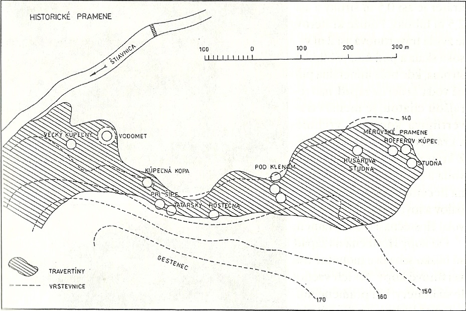 Mapa dudinských travertínov